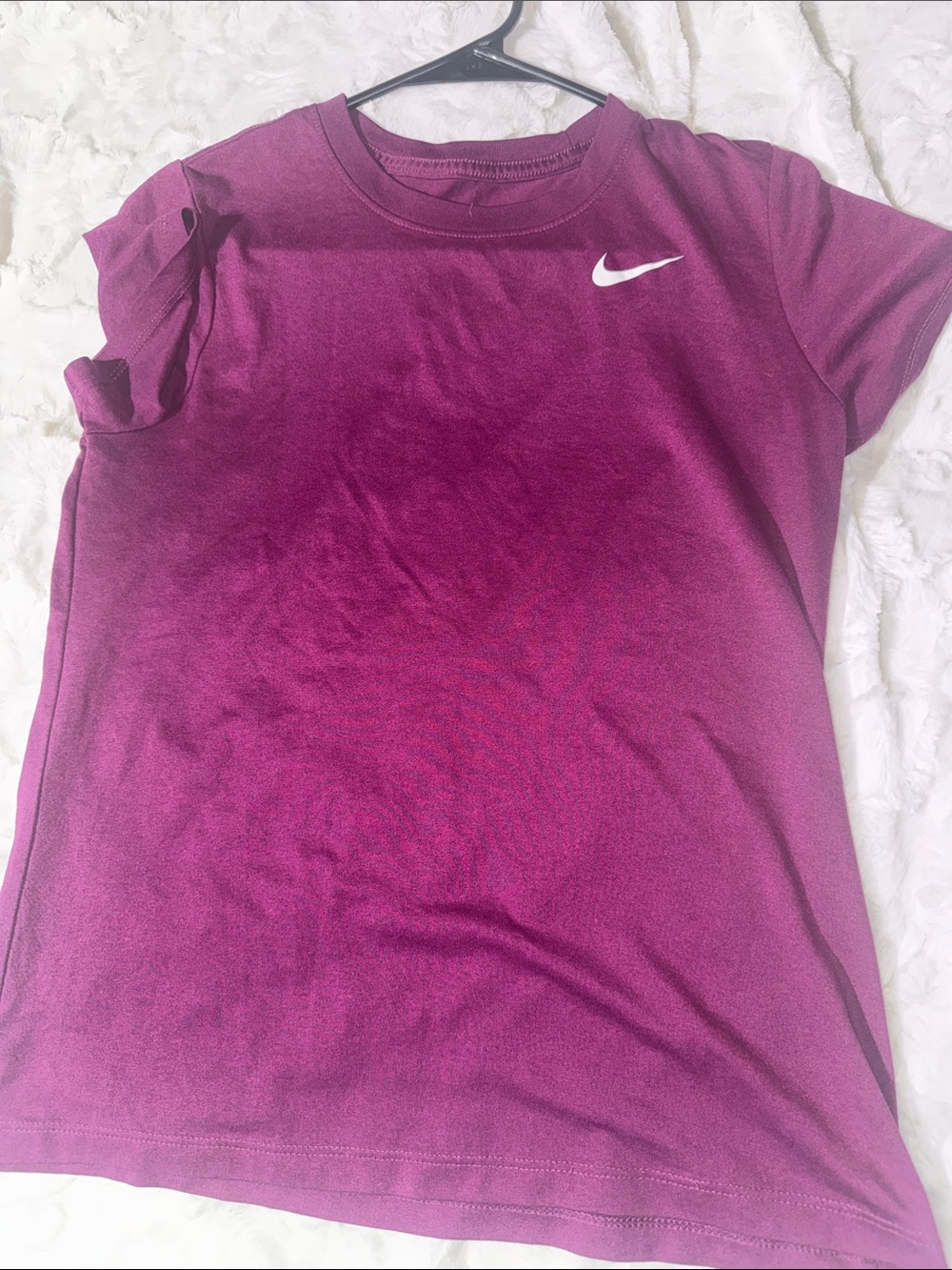 Nike Women's Short Sleeve Magenta Tee with White Swoosh